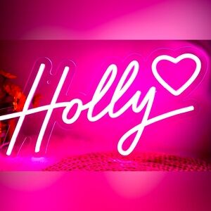 Pink LED sign “Holly”.  New in box: I ordered the wrong spelling :(